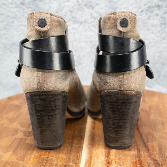 RAG & BONE Size 37.5 EUR US 7 Brown Suede Buckle Ankle Fashion Boots Bootie - Picture 4 of 7